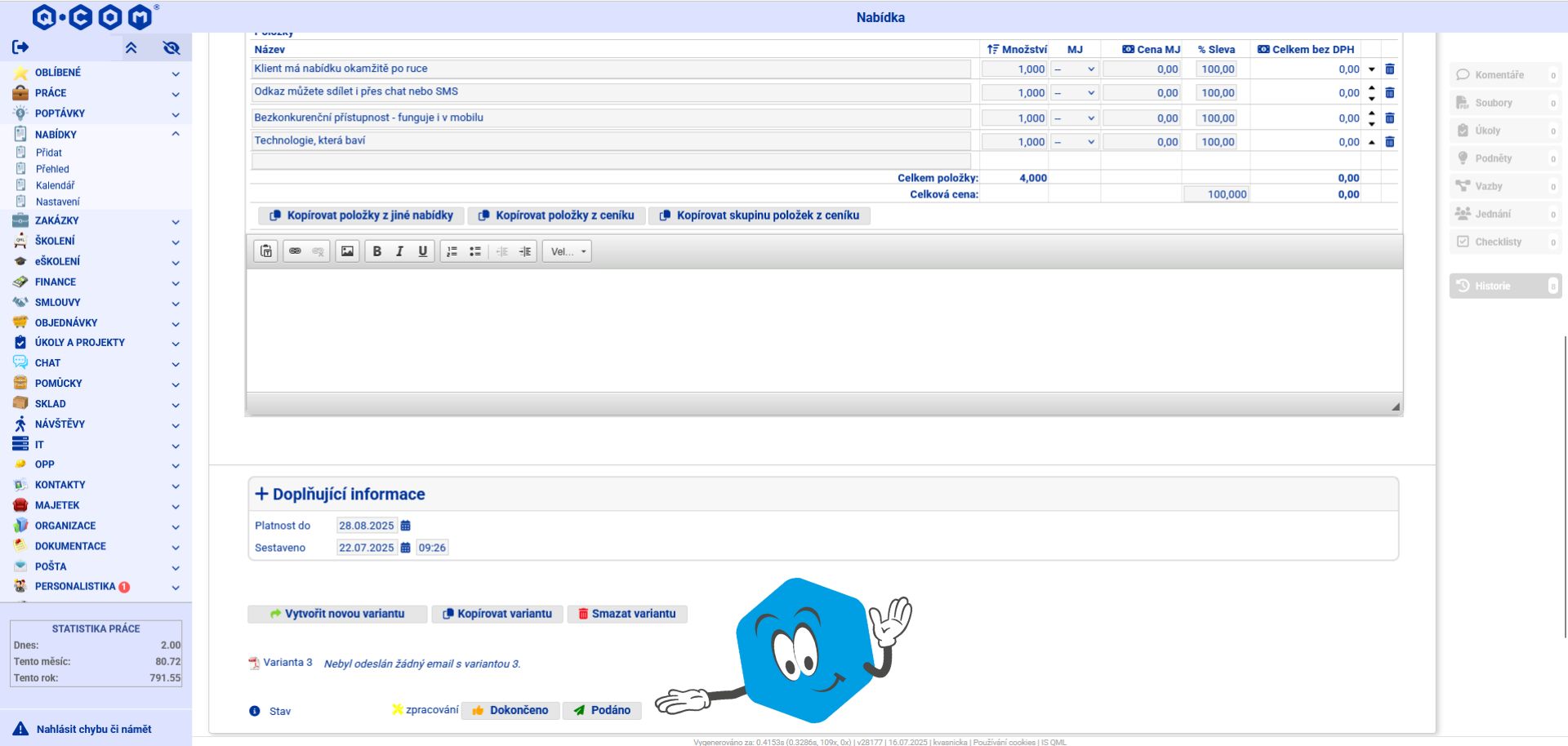 IS QML - stav varianty nabídky