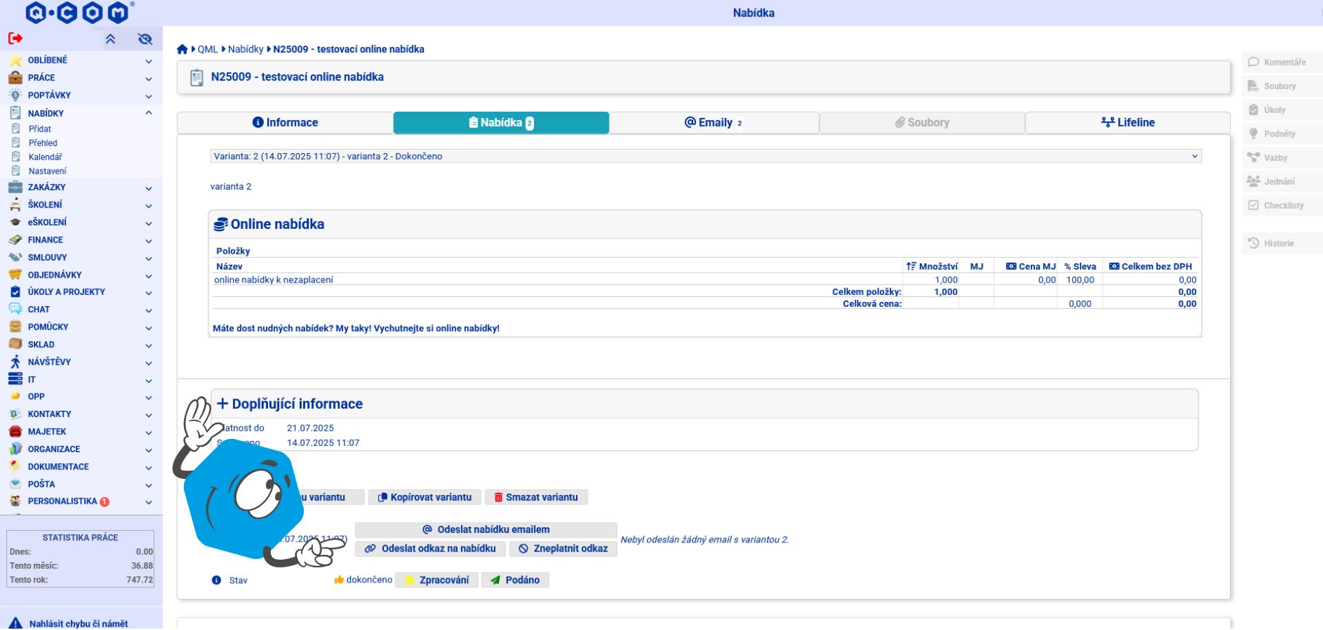 IS QML - odeslání odkazu na nabídku