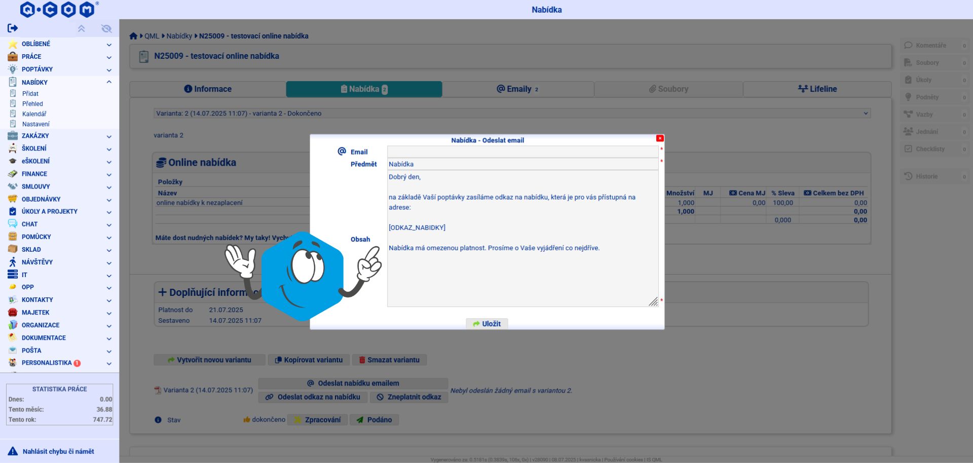 IS QML - odeslání odkazu na nabídku