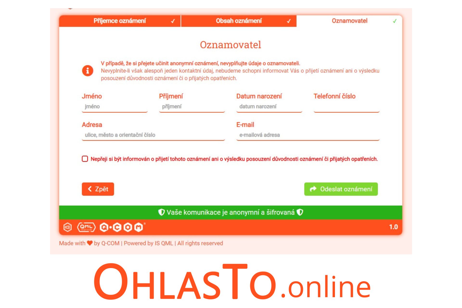 aplikace IS QML OHLASTO